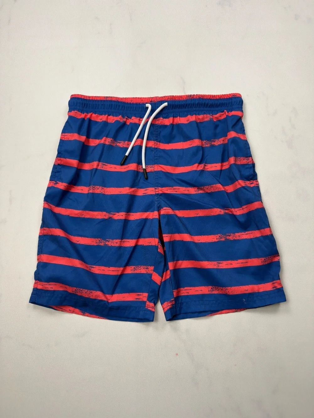 maamgic Swim Shorts Blue Red Striped Drawstring - Boys 14/16